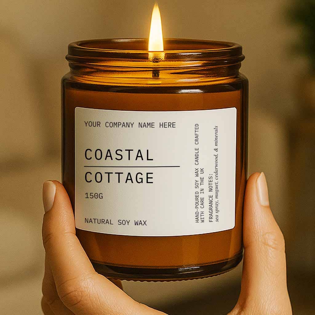 Candle Drop - Vente Bougie en bocal - Style d'étiquette 8 | Bougie en soja en gros à étiquette blanche | Pot ambré1
