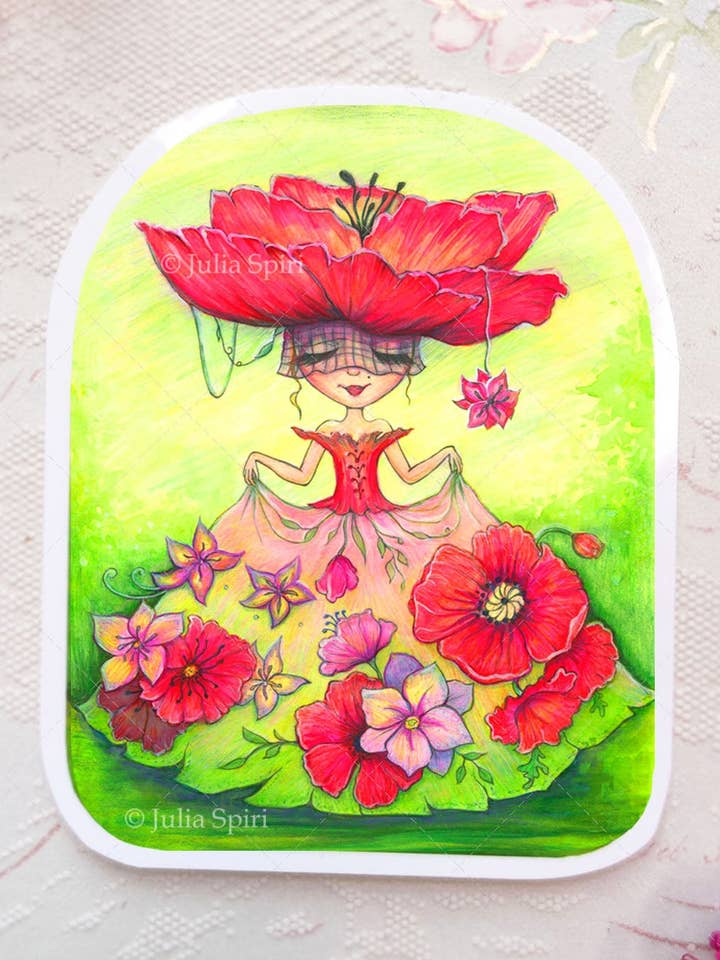 Vinylklistermärke, Blomstrande Viska. Blomsterklänning för wholesale av Julia Spiri