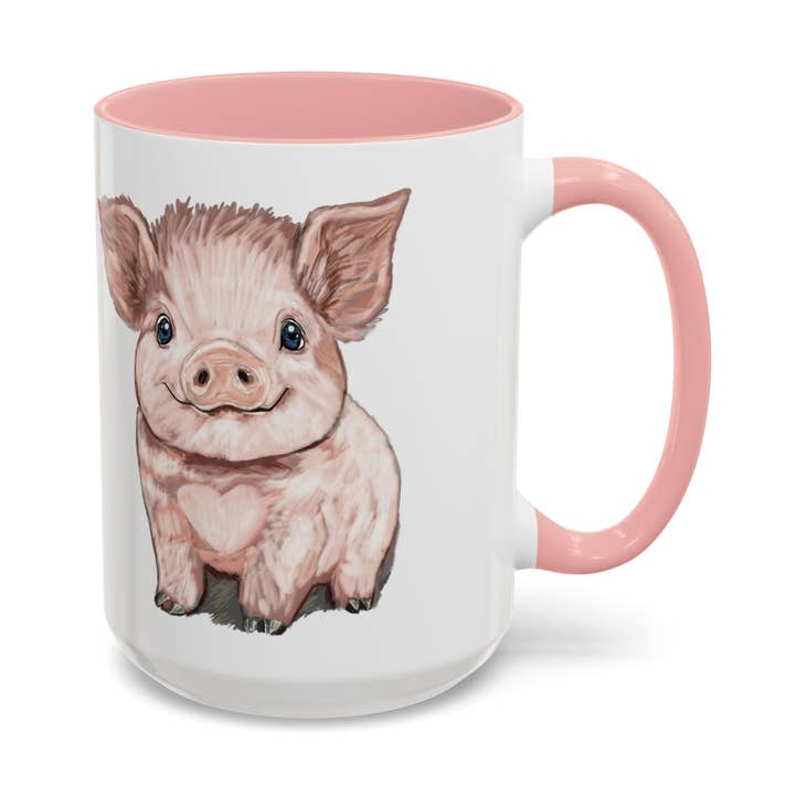Blue Cava - Wholesale Coffee Mug - Adorable Piglet Two Tone Ceramic Mug - 11 oz & 15 oz47