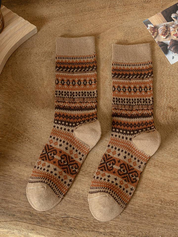 Funkyrel® Atzbranding Limited - Vente Chaussettes – femme - Chaussettes d'automne-hiver à motif géométrique12