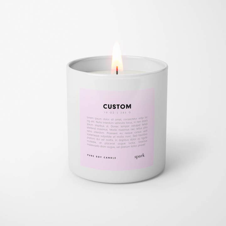 Custom 10oz Matte White Glass Soy Candle w/ Label + Gift Box for wholesale on Faire