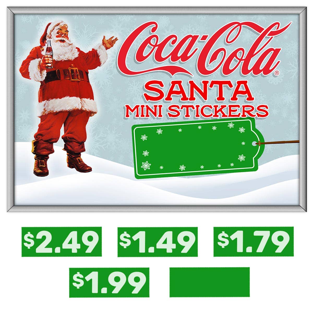 RetroPlanet - Vente Autocollants pour téléphone et ordinateur portable - Lot d'autocollants Coca-Cola Santa Mini 240 carats avec écran POP3