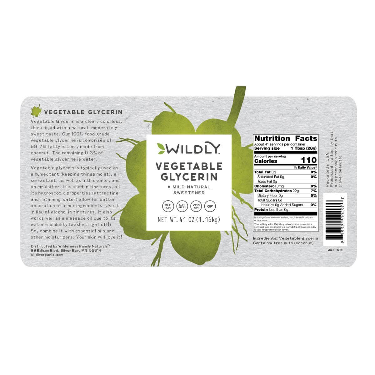 Wildly Organic - Wholesale Oral Supplement/Vitamin - USP Food Grade Coconut Derived Vegetable Glycerin1