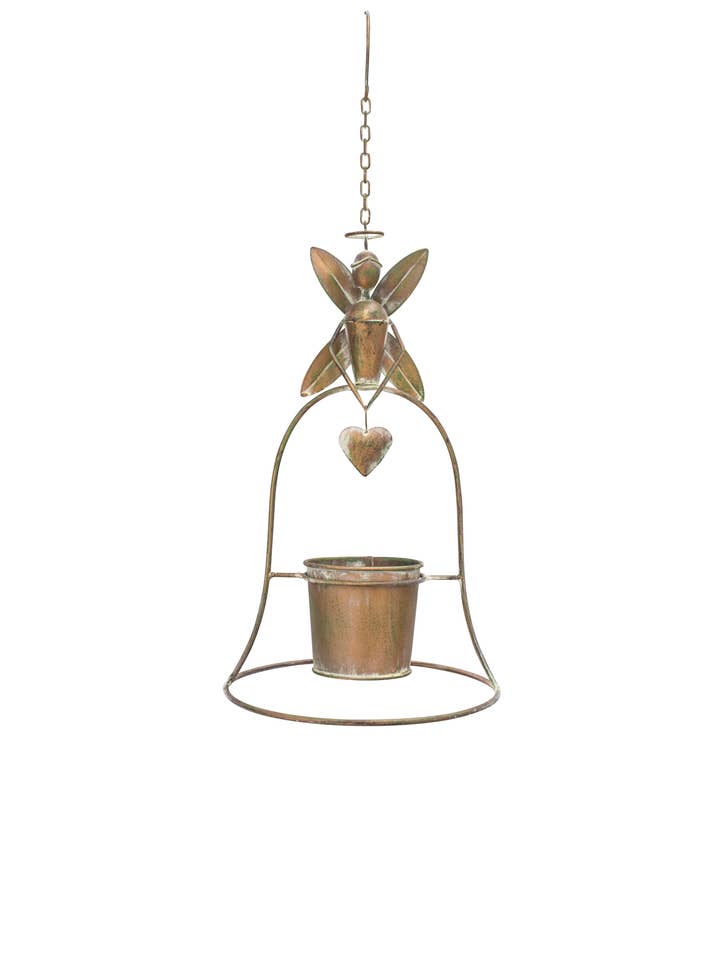 Copper distressed Angel Shaped bird feeder and garden chime for wholesale by Fine Life Products