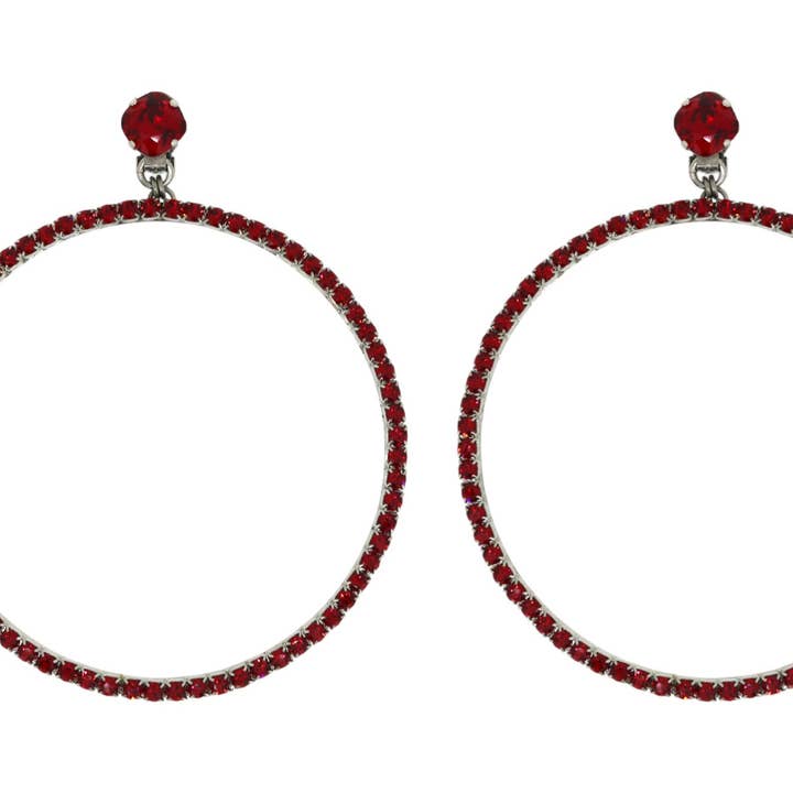 Os Brincos de Argola Jumbo Vermelhos em Platina (Clip) por atacado de VICKISARGE