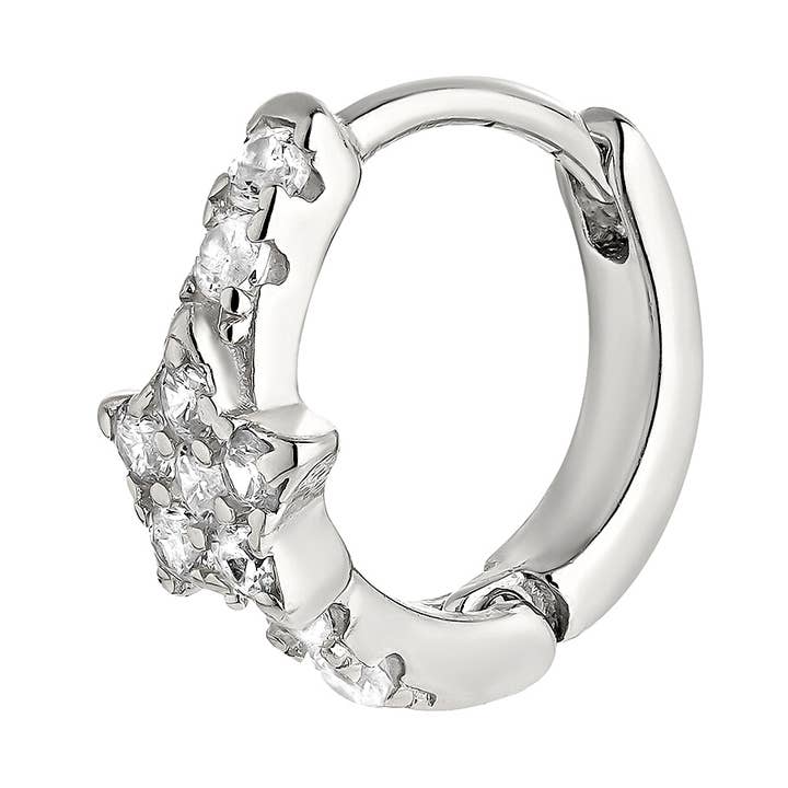 DASH SILVER HOOP PIERCING EARRING for wholesale by EarCandy Jewelry