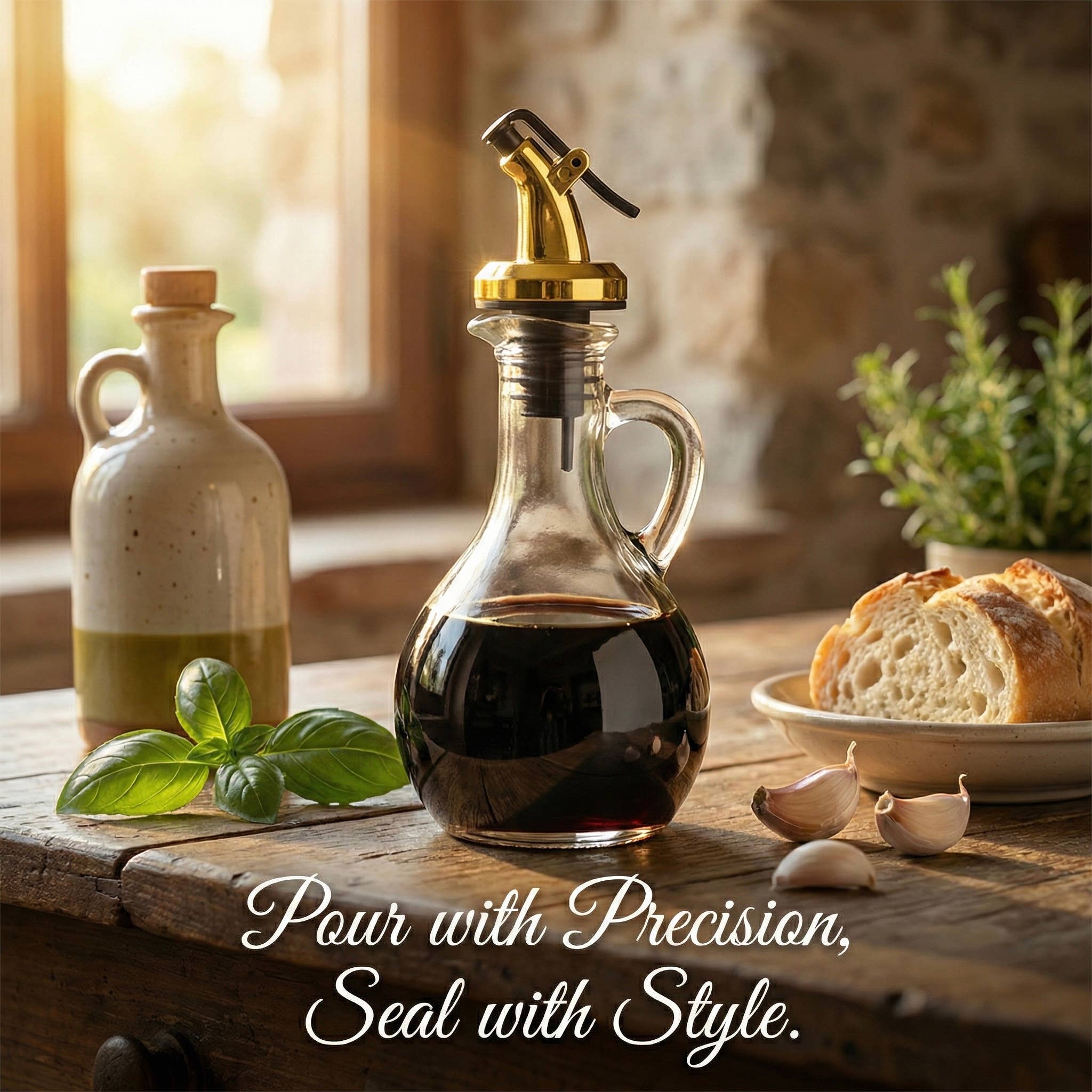 Cruet Spout, Gold Chef Pourer, Dispenser with Snap On Lock for wholesale on Faire9