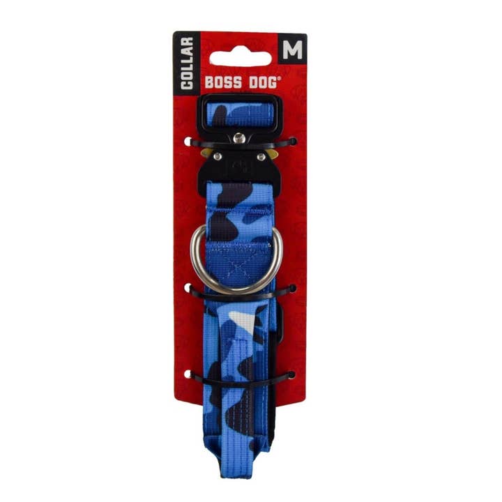 Petdropshipper - Wholesale Pet Collar - Dog - Boss Dog Tactical Adjustable Dog Collar Blue Camo, 1ea/Medium, 15-18 in