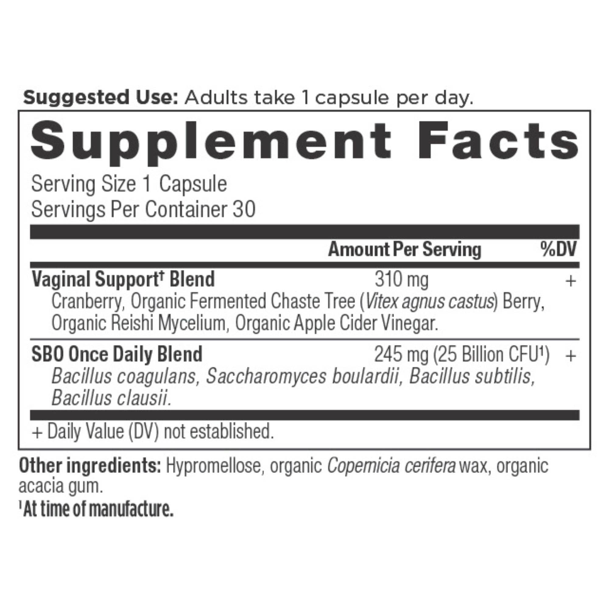 Dark Amber SBO Probiotics Vaginal Once Daily | (30 Capsules) for wholesale on Faire1