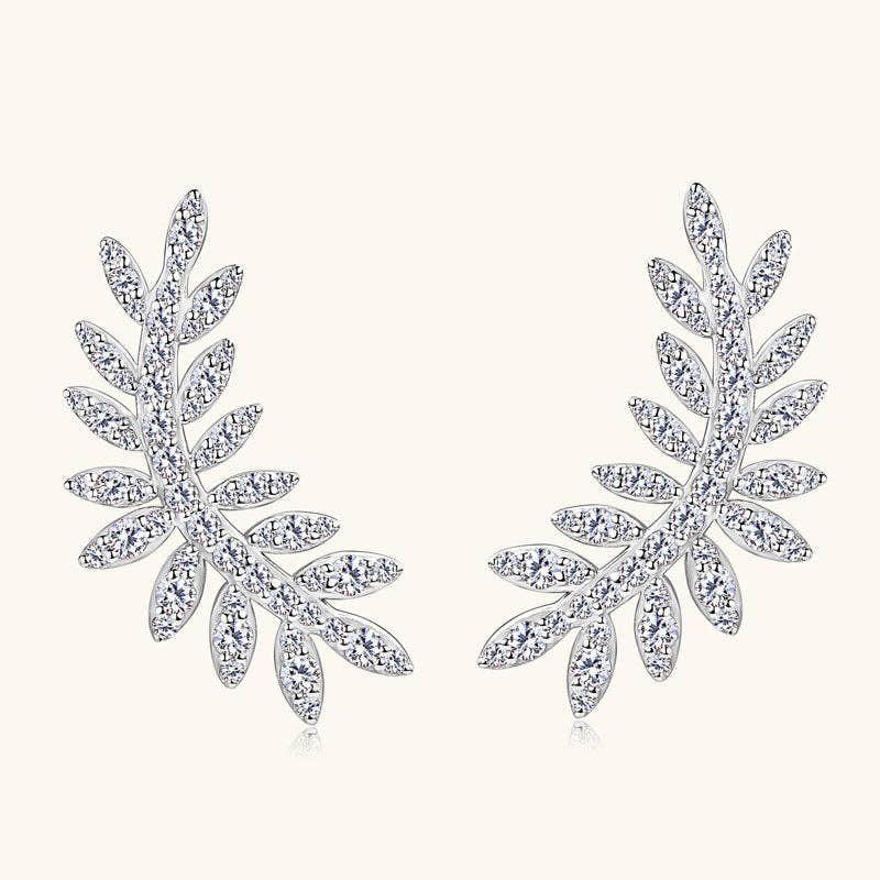 Perimade & Co. LLC - Wholesale Stud/Post Earrings - Moissanite Leaf Wedding Stud Earrings in 925 Sterling Silver1