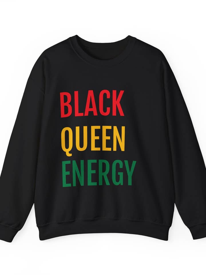 Sudadera unisex de cuello redondo Heavy Blend™ "Energía de Reina Negra" para venta al por mayor de Styled By Jasmine Boutique