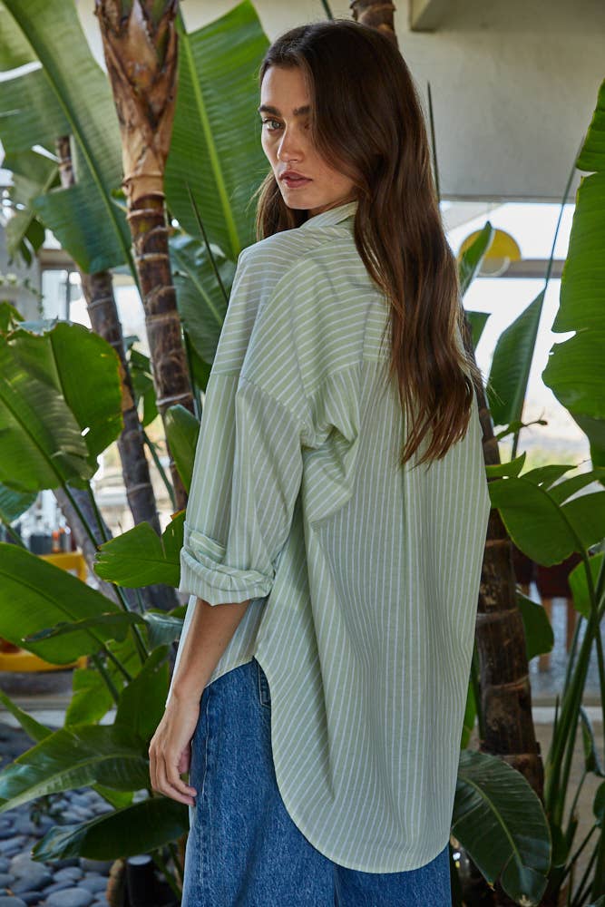 By Together - Wholesale Shirt - Women's - L8287 | Woven Cotton Polyester Striped Buttondown Shirt13