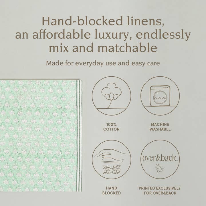 over&back - Wholesale Placemat - Artisan Hand-Blocked Placemats – 100% Cotton – Set of 47