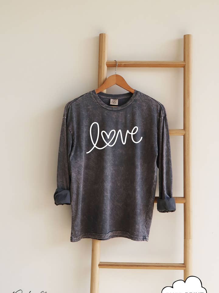 OAT COLLECTIVE - Wholesale Screen Printed T-Shirt - Women's - LOVE PUFF Mineral Washed Long Sleeve Graphic7