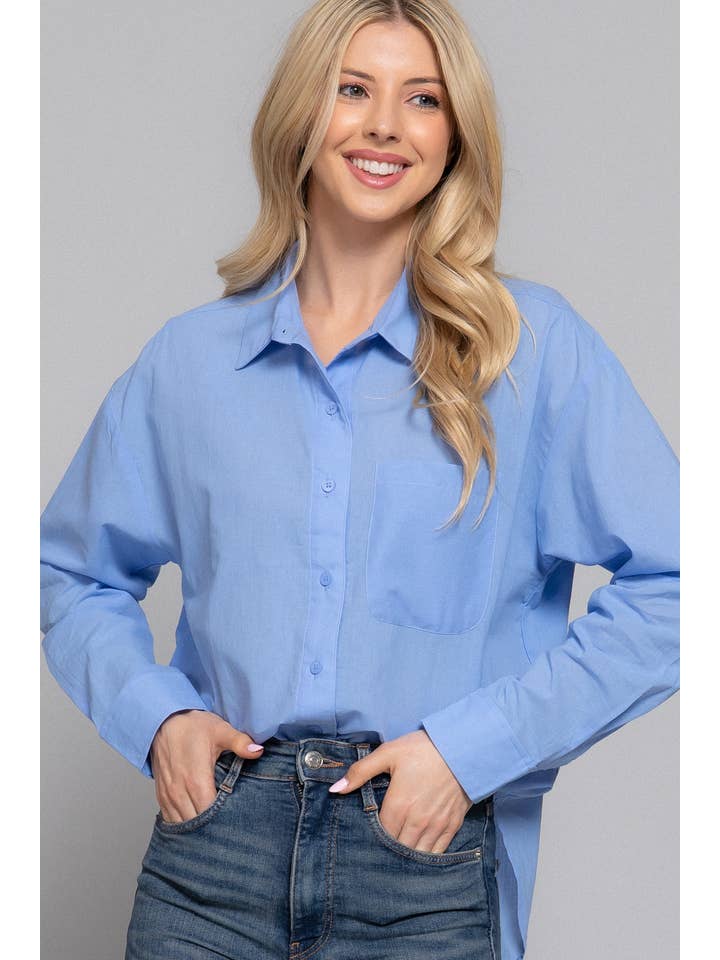 Active Basic | Active USA - Wholesale Button Down Shirt - Women's - Long Sleeve Woven Shirt