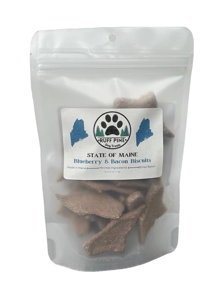 State Of Maine Blueberry & Bacon Biscuits for wholesale by Ruff Pine Dog Treats