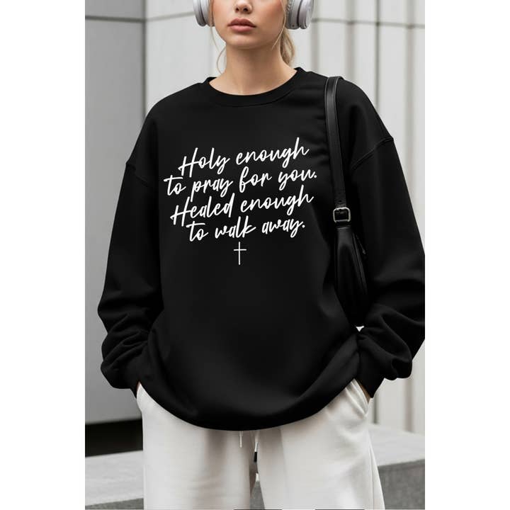 HELLIG NOK TIL AT BEDE FOR DIG KRISTEN GRAFISK SWEATSHIRT for engroshandel hos Illustrated Society
