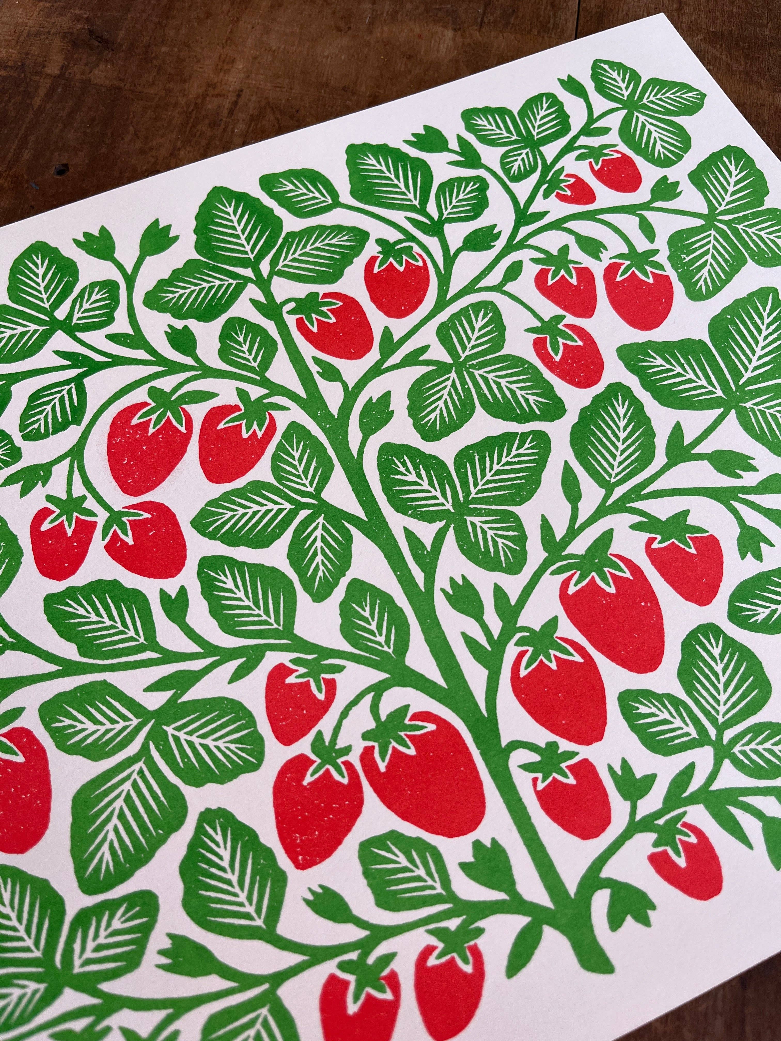 Katharine Watson - Wholesale Art Print - Garden Series: Strawberry Risograph Print4