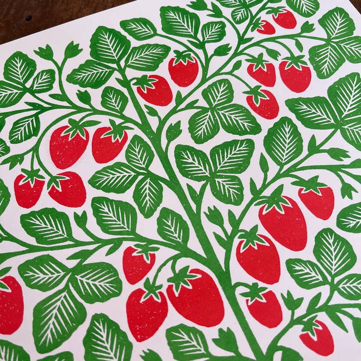 Katharine Watson - Wholesale Art Print - Garden Series: Strawberry Risograph Print4