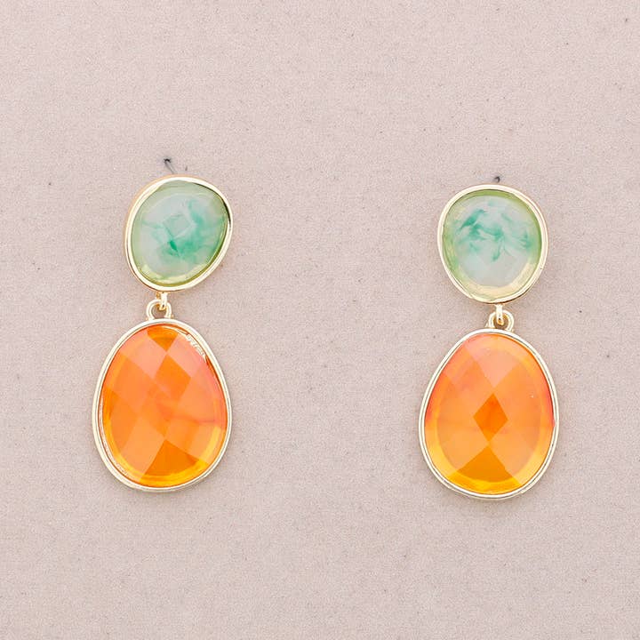 La Cuerda De Sol - Wholesale Snap Jewelry - Double Resin Metal Earrings