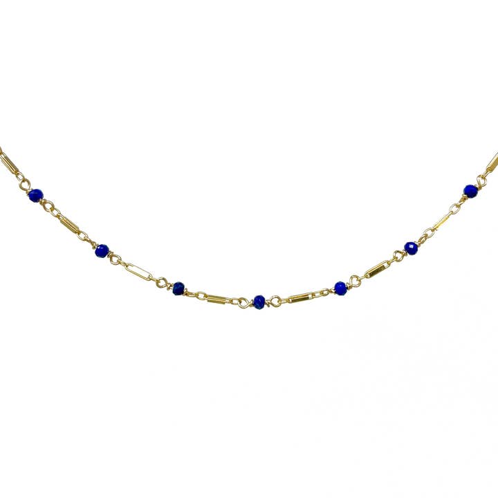Collana girocollo con barra in lapislazzuli blu per la vendita all'ingrosso da parte di Jennifer Shon Jewelry