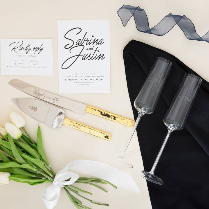 Pavilion - Wholesale Champagne Flute - Mr. & Mrs. - Gift Boxed 7 oz Glass Toasting Flute Set2