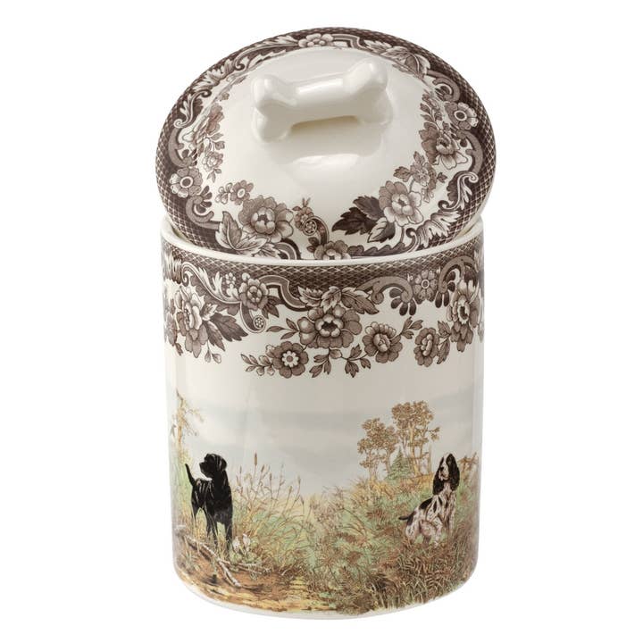Spode Woodland 7 Inch Treat Jar Assorted Dogs for wholesale by Portmeirion, Spode, Pimpernel, Nacthmann, Wrendale Designs