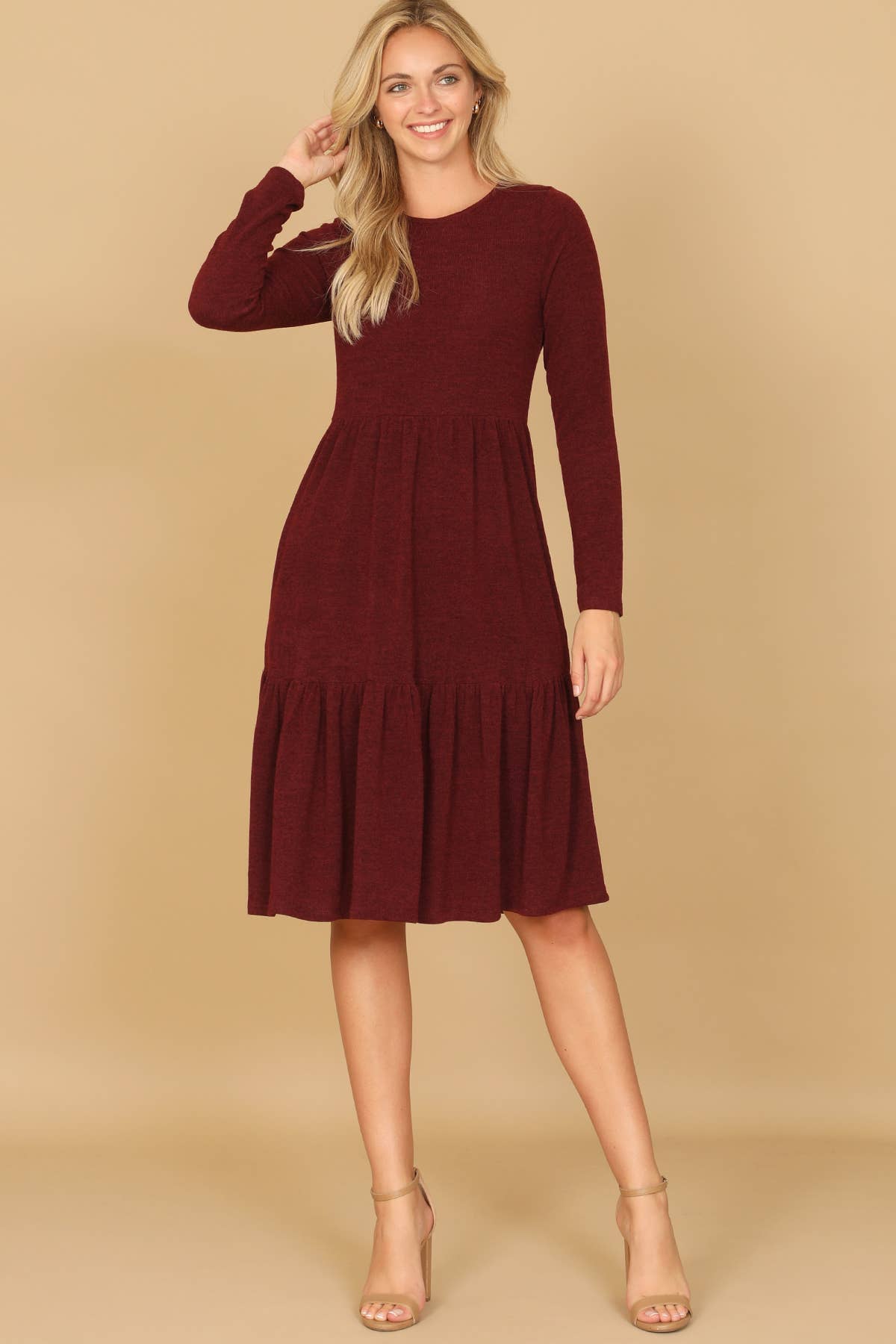 You & Me - Vente Robe – femme - ROBE À PLUSIEURS NIVEAUX EN CHAMBRAY À MANCHES LONGUES ET COL ROND YMD10121V5