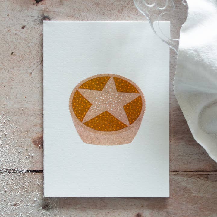 Bobbie Print - Wholesale Christmas card - Jolly Festive Mince Pie Foodie Mini Christmas Greeting Card0