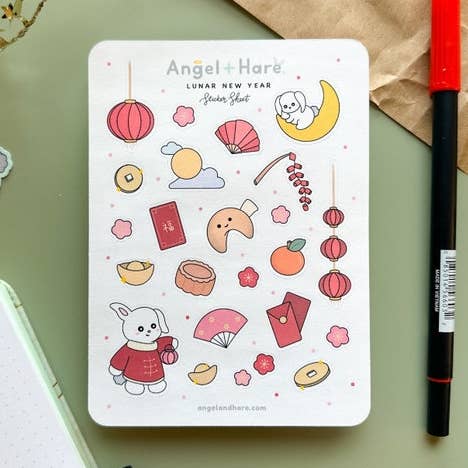 Lunar New Year Sticker Sheet for wholesale by Angel + Hare