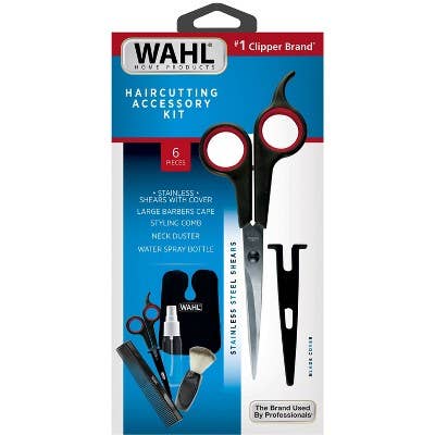 Wahl Haircutting Scissors and Accessory Kit with Shears, Blade Guard, Spray Bottle, Comb, Neck Duster & Cape - New for wholesale by This is Beauty