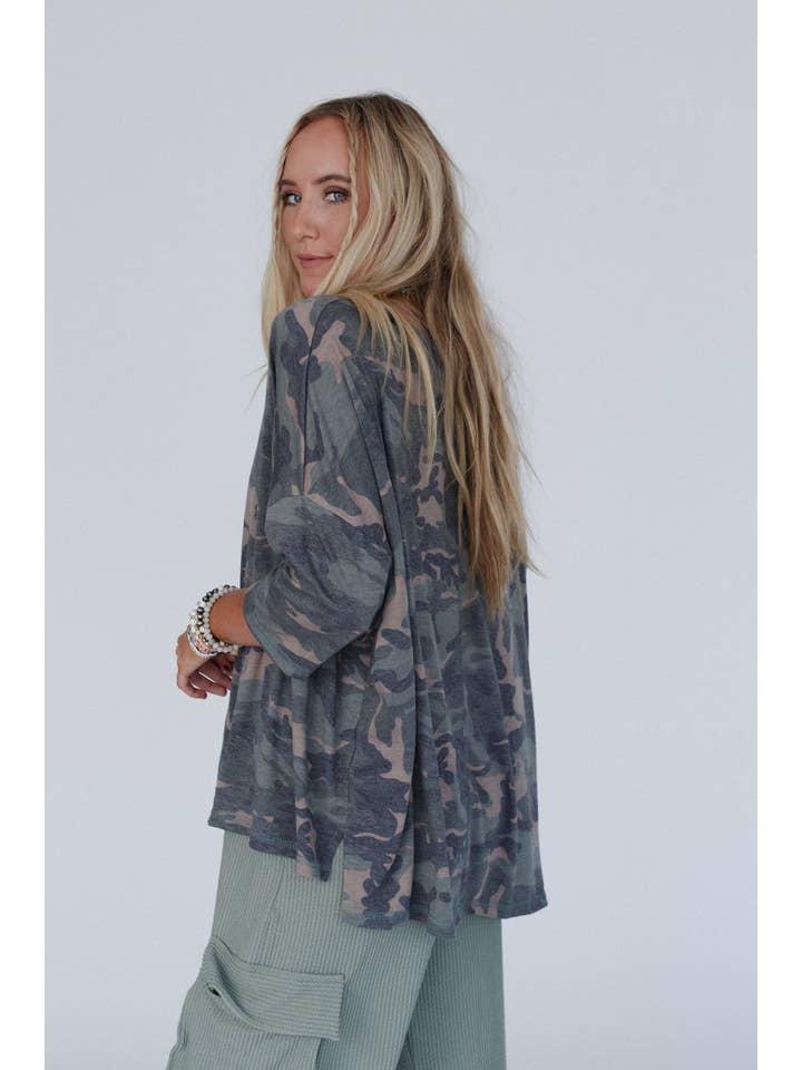 Three Bird Nest - Wholesale T-Shirt - Women's - Country Girl Camo Top - Army