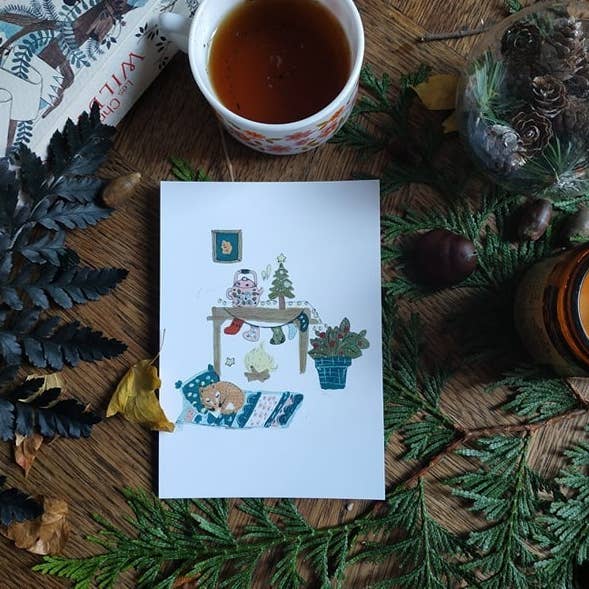 Christmas fox card for wholesale by By Lady Fox