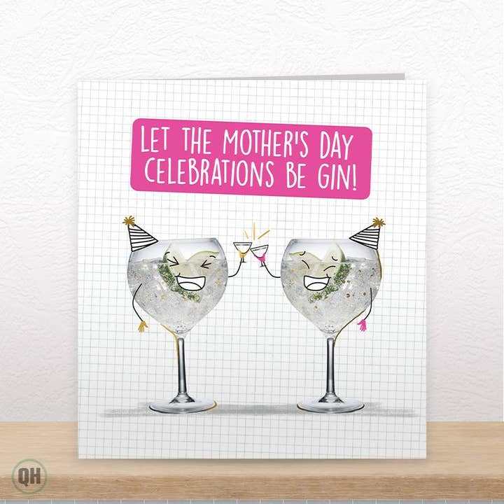 Funny Cartoon Mother's Day Gin Celebration Card for wholesale by Quitting Hollywood