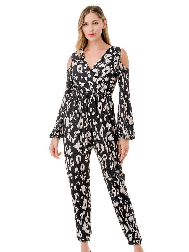 MONO PHOEBE CON HOMBROS ABIERTOS (LEOPARDO BLANCO Y NEGRO) - VD2345 para venta al por mayor de VAVA by Joy Han
