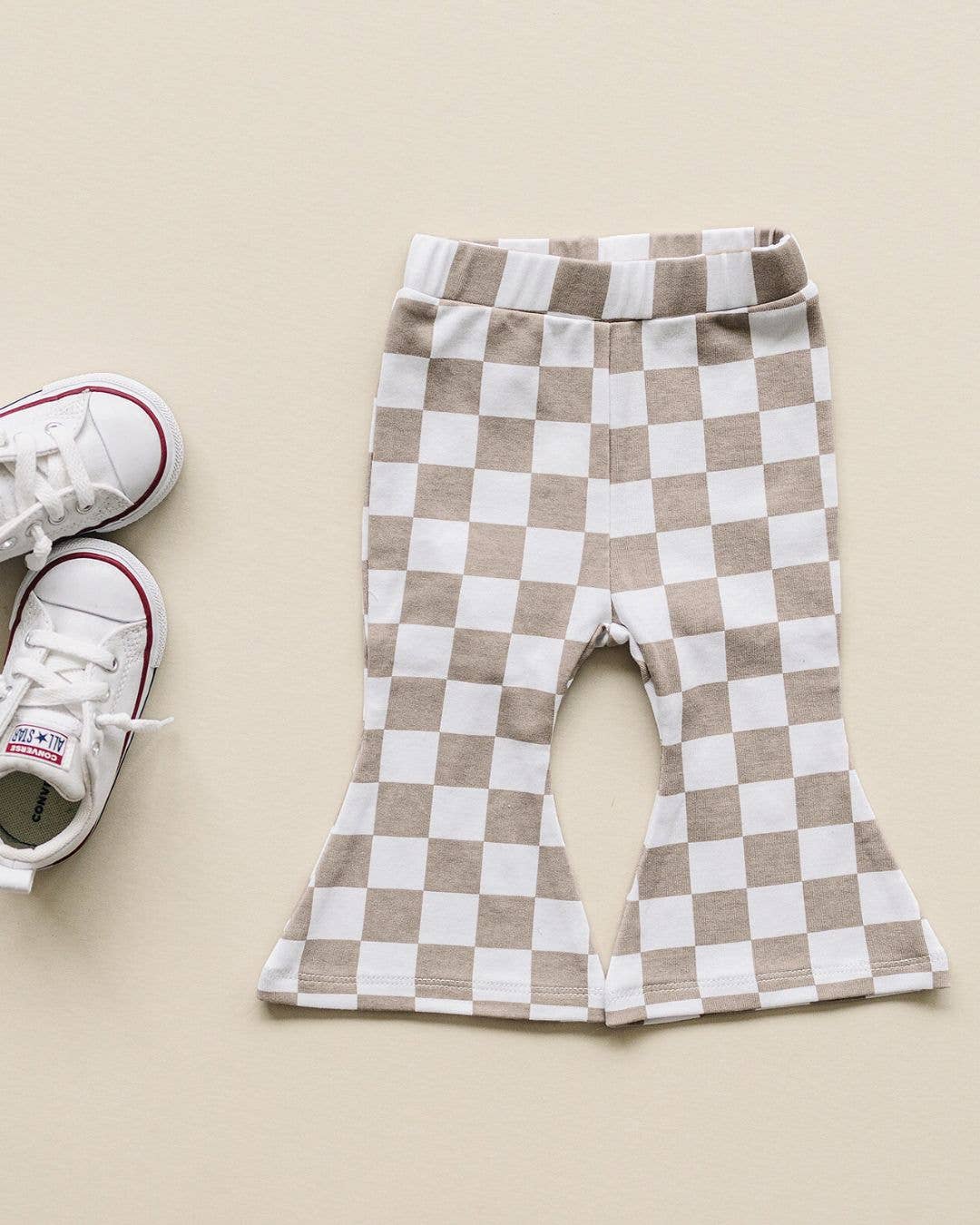 Lucky Panda Kids - Wholesale Pants - Baby - Checkered Flare Pants | Latte11