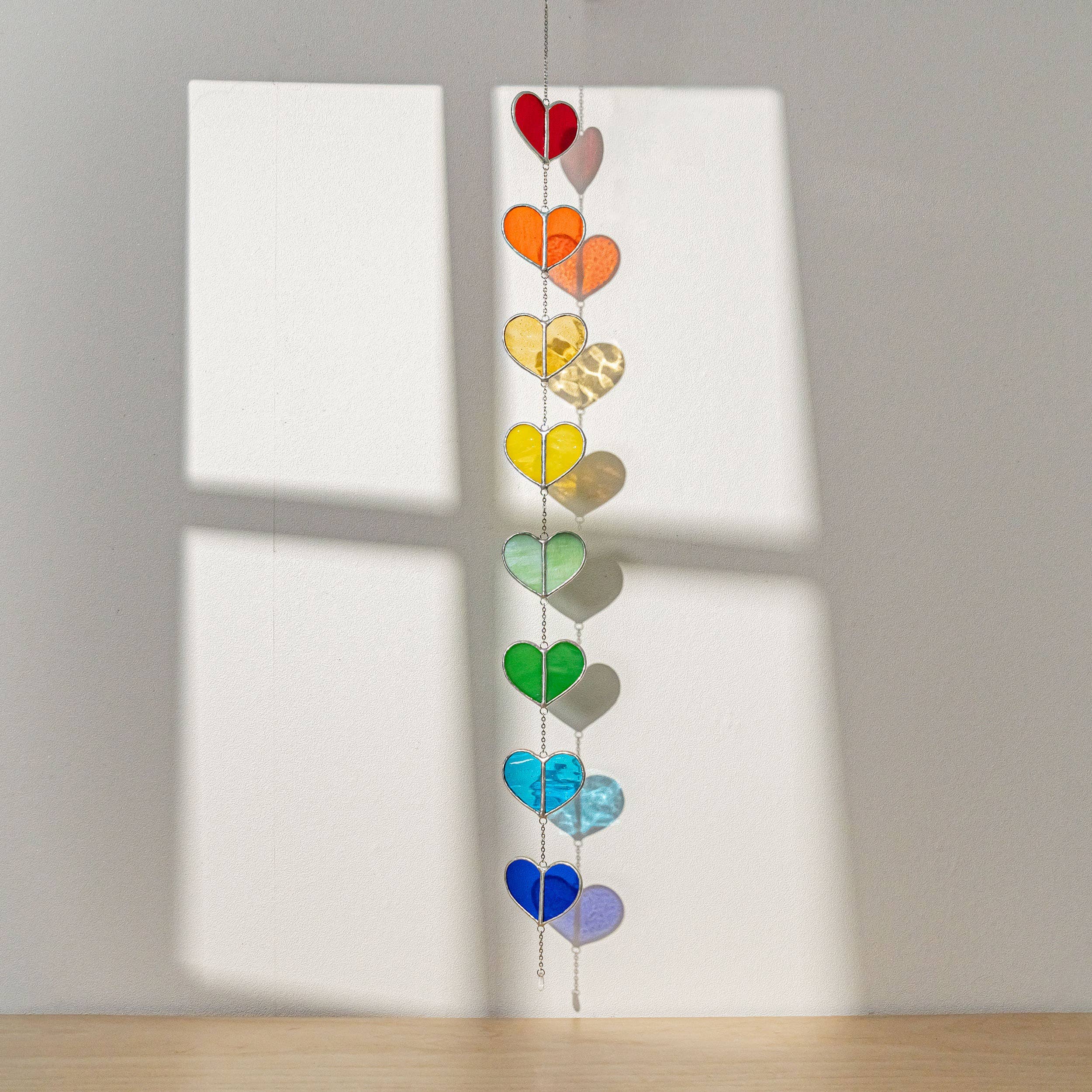 MondoBellissimo - Vendita all'ingrosso Bandierine/Ghirlande - Ghirlanda a cuore in vetro colorato F2215