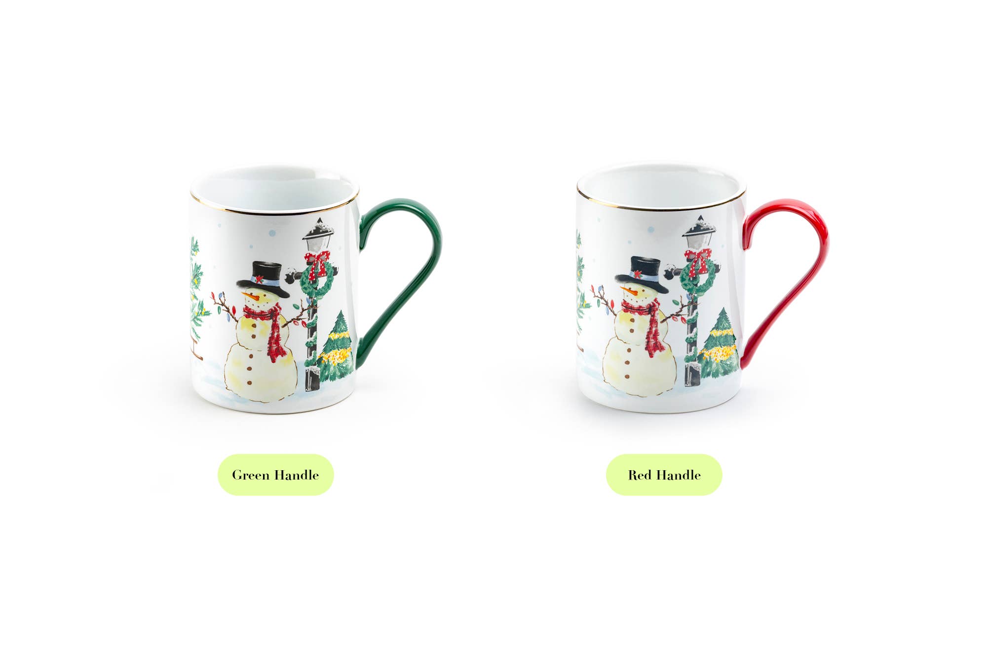 Grace Teaware - Wholesale Coffee Mug - Jolly Snowman 11oz Fine Porcelain Mug with Red Handle3