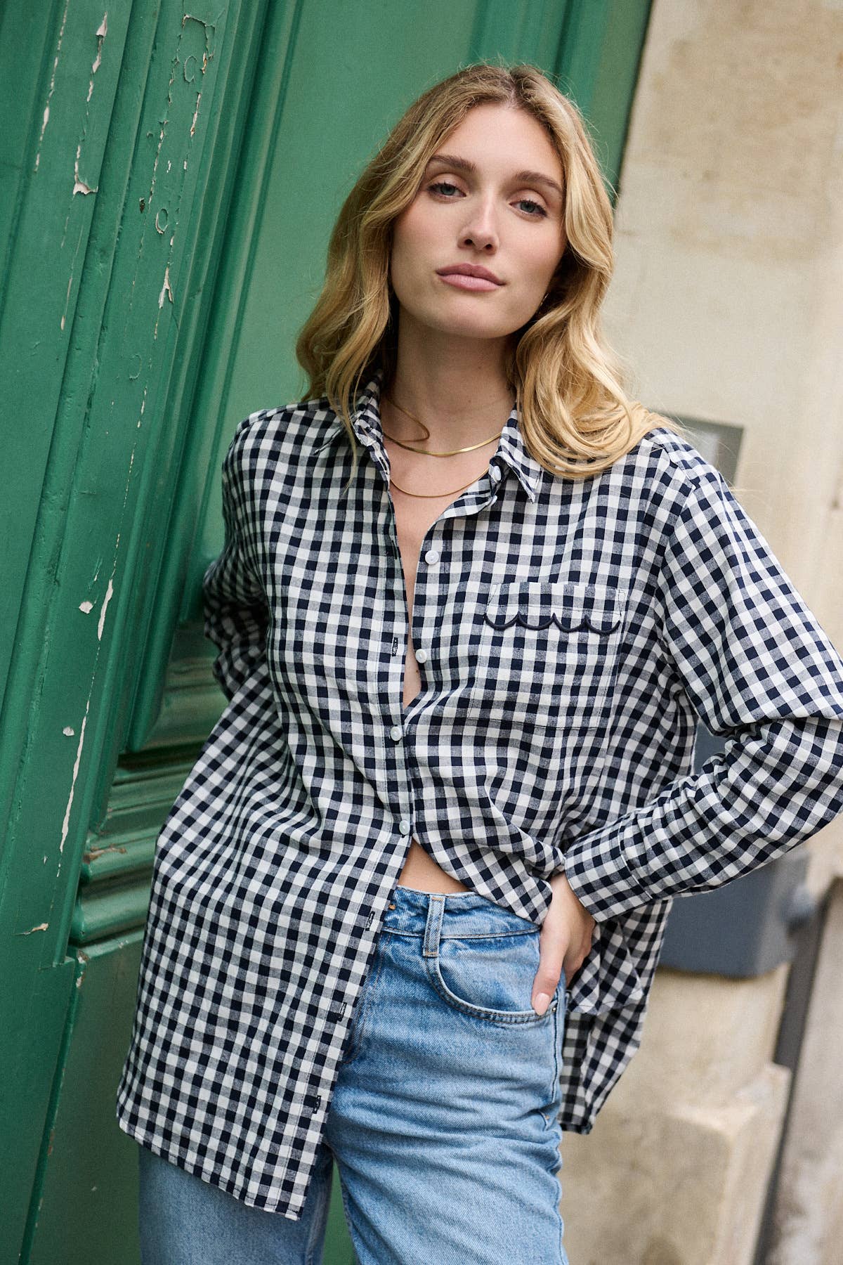 Nathael Paris - Wholesale Shirt - Women's - Loose-fit gingham print cotton shirt13