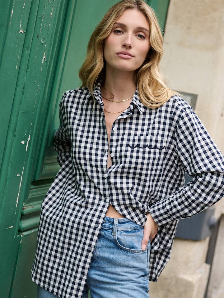Nathael Paris - Wholesale Shirt - Women's - Loose-fit gingham print cotton shirt13