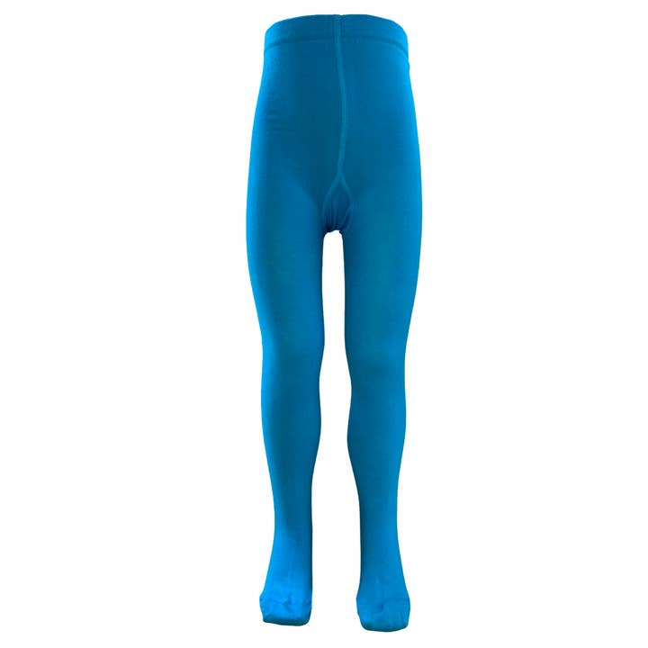 Turquoise Kids' Block Colour Tights for wholesale by Slugs & Snails