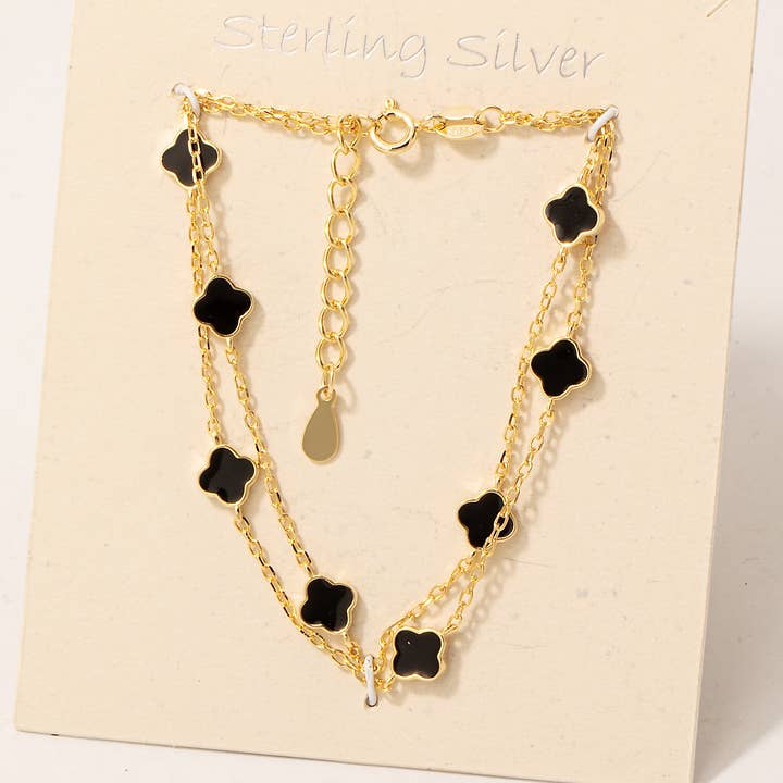 Charm-Station-Armband aus Sterlingsilber, verschiedene Kleeblattmuster für den Großhandel von Fame Accessories