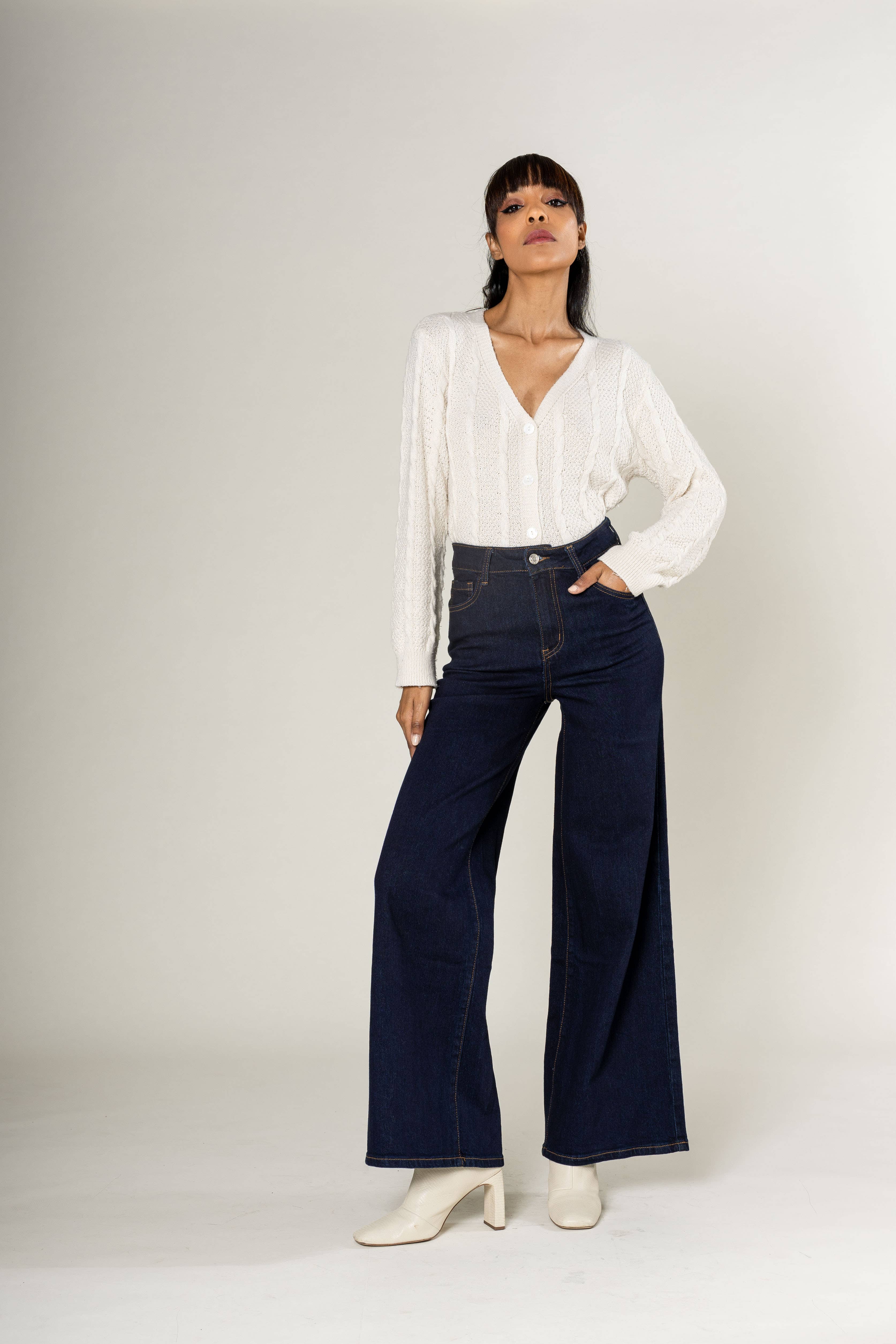 Nina Carter - Vente Jean – femme - Nina Carter super WIDE LEG taille haute stretch YY30025