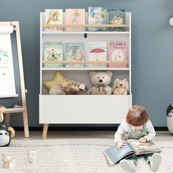 39F Inc. - Wholesale Bookcase - White Kids Bookshelf with Toy Storage and Book Organizer7