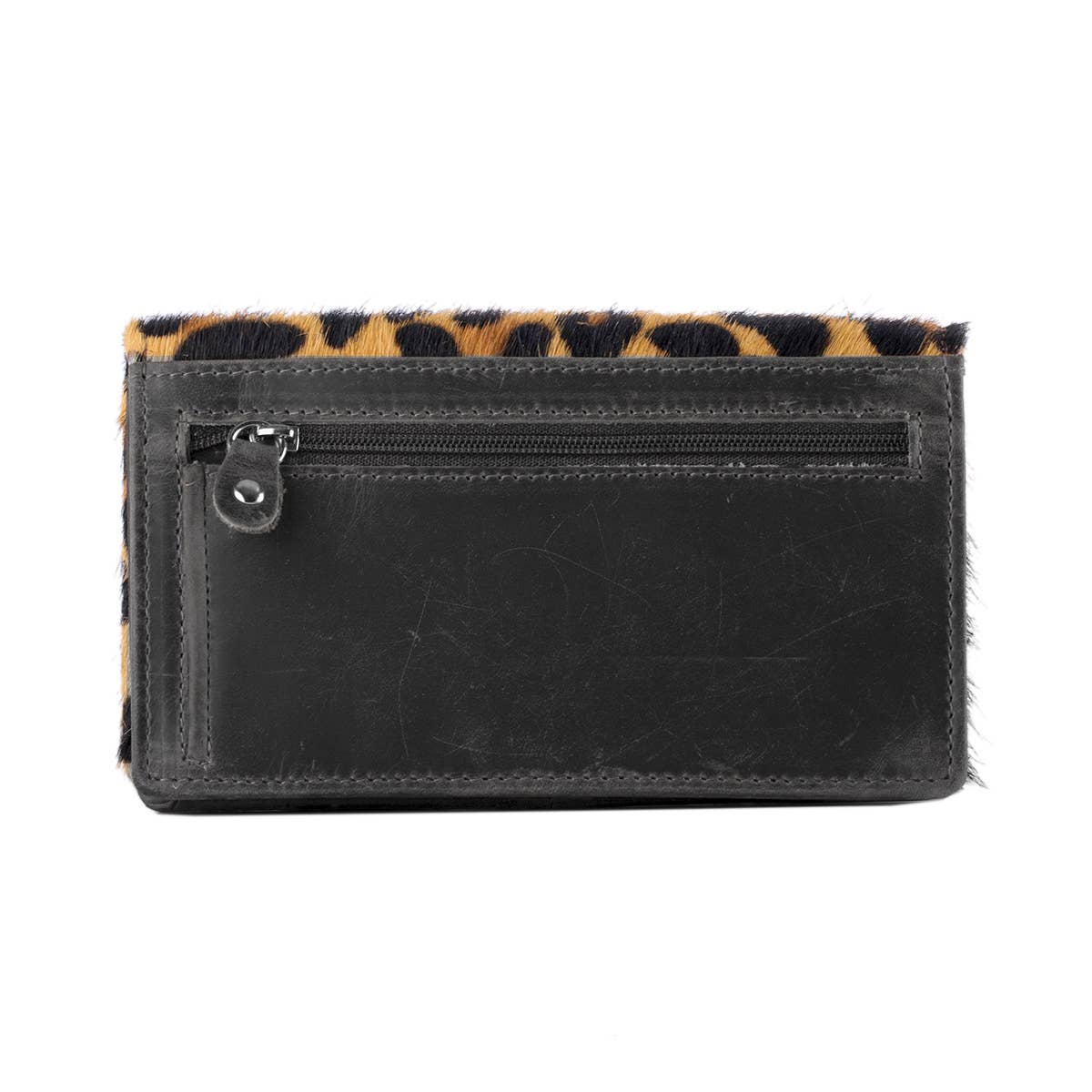 Arrigo - Wholesale Wallet - Women's - Leather Ladies Wallet RFID Black Leather Animal Print Fur26