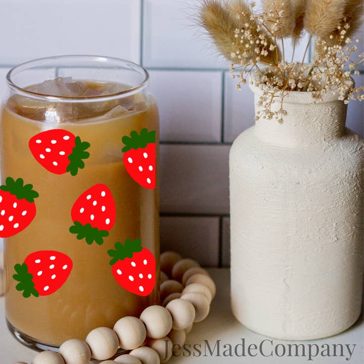 Strawberry Patch Beer Can Glass for wholesale by jessmadecompany