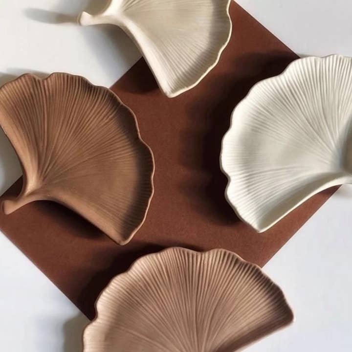 My Milky Candle – wholesale Decorative tray – Jesmonite Ginkgo handmade tray colors to choose from
