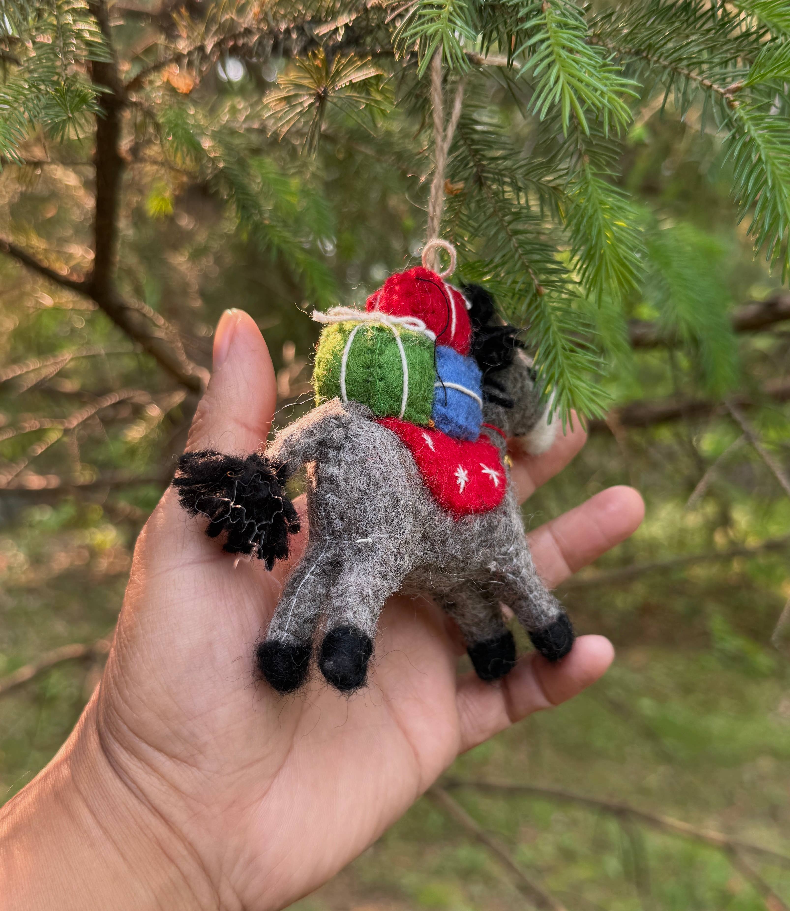 Lungta Imports - Wholesale Ornament -  Hand-Felted Farm Animals Christmas Ornaments – Fair Trade 1