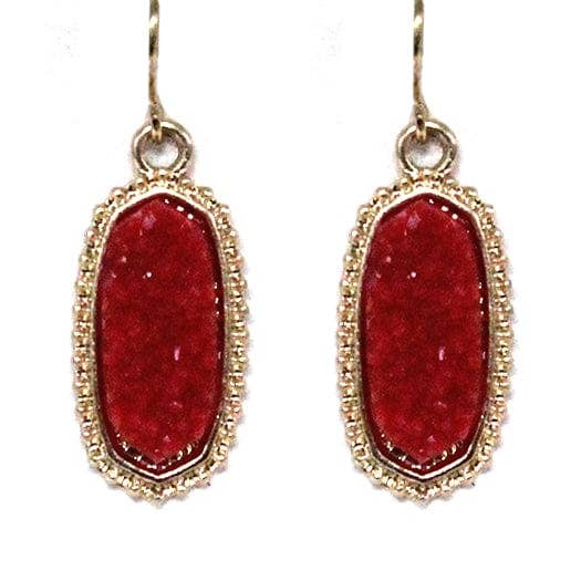 MiMi Wholesale - Vente Boucles d'oreilles pendantes - VE1442 Boucles d'oreilles pendantes ovales hexagonales en pierre druze4