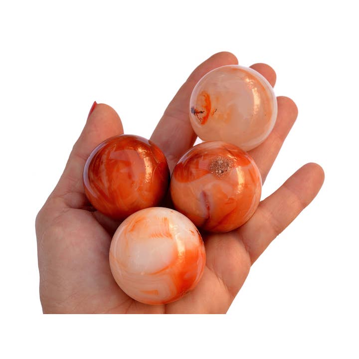 Kaia & Crystals - Wholesale Spiritual Stone/Crystal - Carnelian Sphere Stone (5-6 Pcs) - (45mm - 65mm) 1 kg Lot2